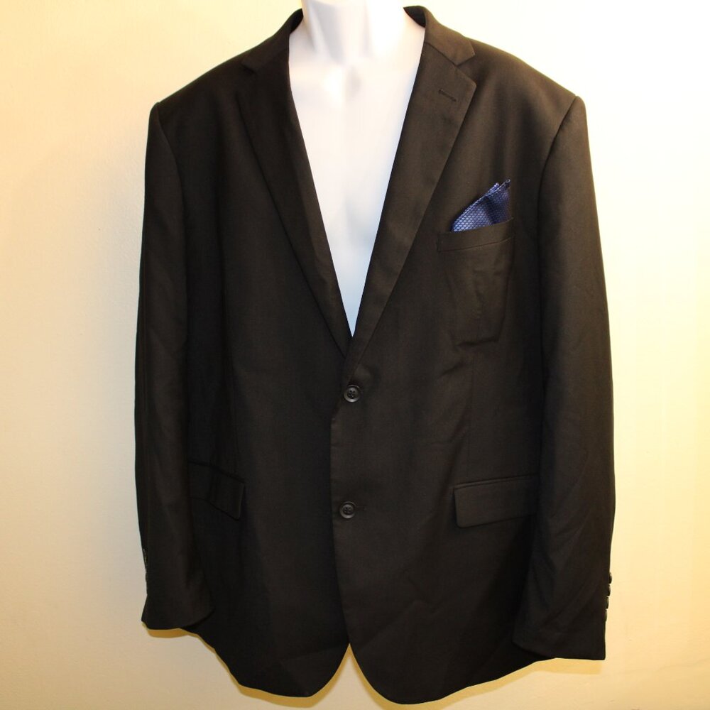 Alain Dupetit Black 2-Button‎ Blazer Jacket Mens 48R Classic Suit Coat Formal